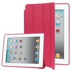 4-folding Slim Smart Cover Leather Case with Holder & Sleep / Wake-up Function for iPad 4 / New iPad (iPad 3) / iPad 2(Magenta)