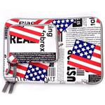 POFOKO US Flag Pattern 13.3 inch Fashion Zipper Linen Waterproof Sleeve Case Bag for Laptop Notebook, with A Small Bag for Mouse