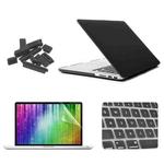 ENKAY for MacBook Pro Retina 15.4 inch (US Version) / A1398 4 in 1 Frosted Hard Shell Plastic Protective Case with Screen Protector & Keyboard Guard & Anti-dust Plugs(Black)