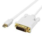 Mini DisplayPort to DVI 24+1 Male Cable Convertor adapter, Cable Length: 1.8M(White)