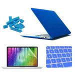 ENKAY for MacBook Air 11.6 inch (US Version) / A1370 / A1465 4 in 1 Frosted Hard Shell Plastic Protective Case with Screen Protector & Keyboard Guard & Anti-dust Plugs(Dark Blue)