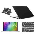 ENKAY for MacBook Air 13.3 inch (US Version) 4 in 1 Frosted Hard Shell Plastic Protective Case with Screen Protector & Keyboard Guard & Anti-dust Plugs(Black)