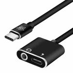 ENKAY Hat-prince HC-10 USB-C / Type-C + 3.5mm Jack to USB-C / Type-C Charge Audio Adapter Cable(Black)