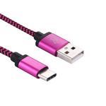 1m Woven Style USB-C / Type-C 3.1 to USB 2.0 Data Sync Charge Cable(Magenta)