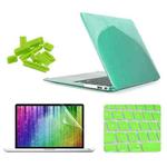 ENKAY for MacBook Air 11.6 inch (US Version) / A1370 / A1465 4 in 1 Crystal Hard Shell Plastic Protective Case with Screen Protector & Keyboard Guard & Anti-dust Plugs(Green)