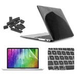 ENKAY for MacBook Air 13.3 inch (US Version) / A1369 / A1466 4 in 1 Crystal Hard Shell Plastic Protective Case with Screen Protector & Keyboard Guard & Anti-dust Plugs(Black)