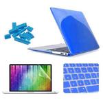 ENKAY for MacBook Air 13.3 inch (US Version) / A1369 / A1466 4 in 1 Crystal Hard Shell Plastic Protective Case with Screen Protector & Keyboard Guard & Anti-dust Plugs(Dark Blue)