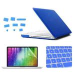 ENKAY for MacBook Pro 15.4 inch (US Version) / A1286 4 in 1 Frosted Hard Shell Plastic Protective Case with Screen Protector & Keyboard Guard & Anti-dust Plugs(Dark Blue)