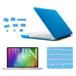 ENKAY for MacBook Pro 15.4 inch (US Version) / A1286 4 in 1 Frosted Hard Shell Plastic Protective Case with Screen Protector & Keyboard Guard & Anti-dust Plugs(Blue)