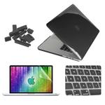 ENKAY for MacBook Pro Retina 15.4 inch (US Version) / A1398 4 in 1 Crystal Hard Shell Plastic Protective Case with Screen Protector & Keyboard Guard & Anti-dust Plugs(Black)