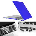 ENKAY for Macbook Air 11.6 inch (US Version) / A1370 / A1465 Hat-Prince 3 in 1 Frosted Hard Shell Plastic Protective Case with Keyboard Guard & Port Dust Plug(Dark Blue)