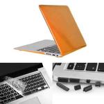 ENKAY for Macbook Air 11.6 inch (US Version) / A1370 / A1465 Hat-Prince 3 in 1 Crystal Hard Shell Plastic Protective Case with Keyboard Guard & Port Dust Plug(Orange)