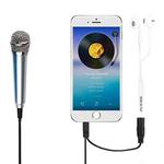 3.5mm Male + 3.5mm Female Ports Mini Household Mobile Phone Sing Song Metal Condenser Microphone, Compatible with IOS / Android System(Silver)