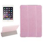 Silk Texture Horizontal Flip Leather Case with Three-Folding Holder for iPad mini 4(Pink)