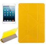 Transformers Style Silk Texture Horizontal Flip Solid Color Leather Case with Holder for iPad mini 4(Yellow)