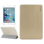 ENKAY Silk Texture Horizontal Flip Solid Color PU Leather Case with Three-folding Holder and & Sleep / Wake-up Function for iPad mini 4(Gold)