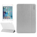 ENKAY Silk Texture Horizontal Flip Solid Color PU Leather Case with Three-folding Holder and & Sleep / Wake-up Function for iPad mini 4(Silver)