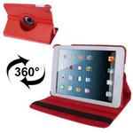 360 Degree Rotatable Litchi Texture Leather Case with Holder for iPad mini 1 / 2 / 3 (Red)