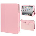 2-fold Litchi Texture Flip Leather Case with Holder Function for iPad mini 1 / 2 / 3(Pink)