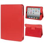 2-fold Litchi Texture Flip Leather Case with Holder Function for iPad mini 1 / 2 / 3(Red)