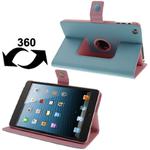 Lichee Texture 360 Degree Rotation Leather Case with  Sleep / Wake-up Function & 4 Gear Holder for iPad mini 1 / 2 / 3 (Blue)