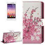 Plum Blossom Pattern Button Flip Leather Case with Card Slots & Holder for Huawei Ascend P7