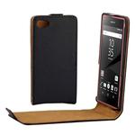 Khaki Lining Vertical Flip Magnetic Buckle PU Leather Case for Sony Xperia Z5 Compact / Z5 mini / E5803 / E5823(Black)
