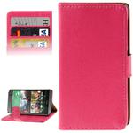 Crazy Horse Texture Flip Leather Case with Card Slots & Holder for HTC One M8(Magenta)