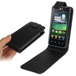 Pure Color Vertical Flip Leather Case for LG Optimus F5 (Black)