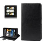 Crazy Horse Texture Leather Case with Credit Card Slot & Holder for HTC One Max / T6 / 809d (Black)