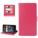 Crazy Horse Texture Leather Case with Credit Card Slot & Holder for HTC One Max / T6 / 809d (Magenta)