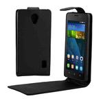 Vertical Flip Magnetic Button Leather Case for Huawei Ascend Y635(Black)
