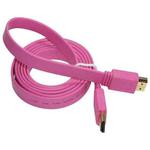 1.5m Gold Plated HDMI to HDMI 19Pin Flat Cable, 1.4 Version, Support HD TV / XBOX 360 / PS3 / Projector / DVD Player etc(Pink)