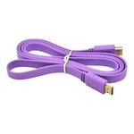 1.8m Gold Plated HDMI to HDMI 19Pin Flat Cable, 1.4 Version, Support HD TV / XBOX 360 / PS3 / Projector / DVD Player etc(Purple)
