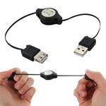 Retractable USB 2.0 AM to USB AF Cable, Length: 75cm(Black)