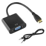 22cm Full HD 1080P Mini HDMI Male to VGA Female Video Adapter Cable with Audio Cable(Black)