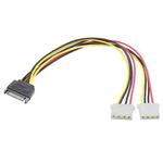 15 Pin to 2 x 4 Pin SATA Power Molex Power Y-Cable, Length: 15.2cm