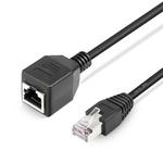 RJ45 Female to Male Cat Network Extension Cable, Length: 30cm(Black)