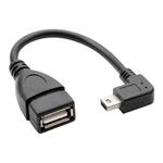 90 Degree Mini USB Male to USB 2.0 AF Adapter Cable with OTG Function, Length: 13cm(Black)