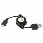 USB 2.0 to Micro USB Retractable Data Cable, Length: 10cm (Can be Extended to 75cm)(Black)