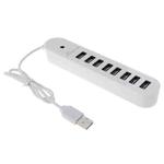 8 Ports USB 2.0 Portable Oval Hub, Length: 50cm(White)
