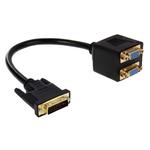 30cm DVI 24+5 Pin Male to 2 VGA Female Splitter Cable(Black)
