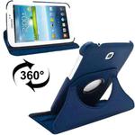 360 Degrees Rotation Litchi Texture Leather Case with Holder for Galaxy Tab 3 (7.0) / P3200 / P3210(Dark Blue)