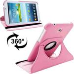 360 Degrees Rotation Litchi Texture Leather Case with Holder for Galaxy Tab 3 (7.0) / P3200 / P3210(Pink)