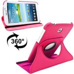 360 Degrees Rotation Litchi Texture Leather Case with Holder for Galaxy Tab 3 (7.0) / P3200 / P3210(Magenta)