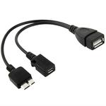 USB AF to Micro USB 3.0 + Micro USB 2.0 Cable for Galaxy Note III / N9000, Length: 20cm (Black)