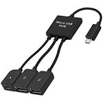Micro USB to 2 Ports USB OTG HUB Cable with Micro USB Power Supply, Length: 20cm(Black)