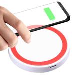 Universal QI Standard Round Wireless Charging Pad (White + Red)