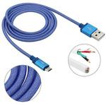 1m Net Style High Quality Metal Head Micro USB to USB Data / Charging Cable(Blue)