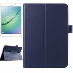 Litchi Texture Horizontal Flip Solid Color Smart Leather Case with Two-folding Holder & Sleep / Wake-up Function for Galaxy Tab S2 8.0 / T715(Dark Blue)